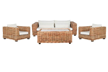Sofa Set 4 Ratan 220X98X64 Incluye Cojines Natural