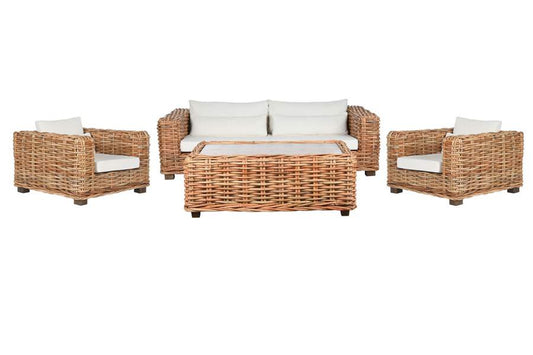 Sofa Set 4 Ratan 220X98X64 Incluye Cojines Natural