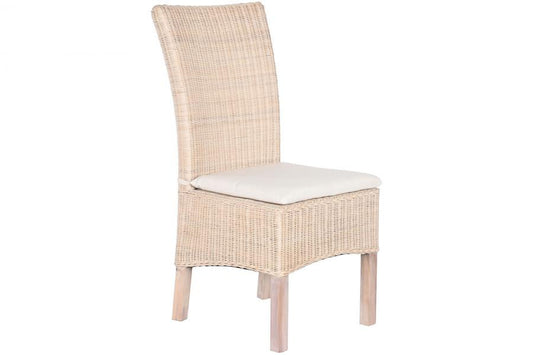 Silla Mimbre Mango 50X55X100 Con Cojin Blanco