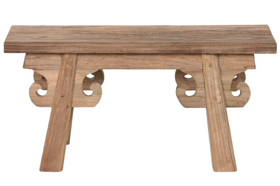 Taburete Teca Reciclada 65X17X32 Tallada Natural