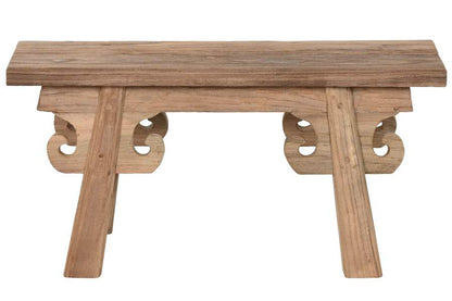Taburete Teca Reciclada 65X17X32 Tallada Natural