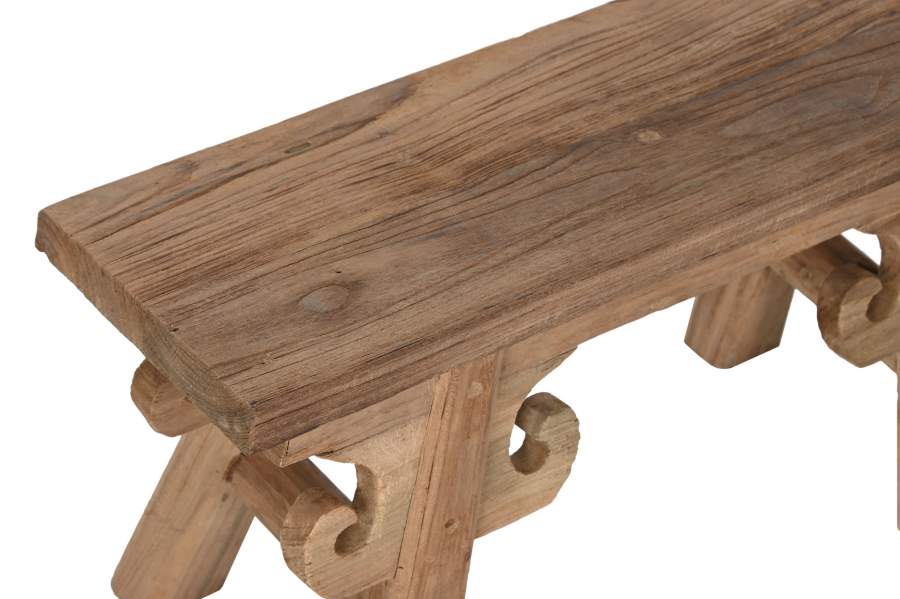 Taburete Teca Reciclada 65X17X32 Tallada Natural