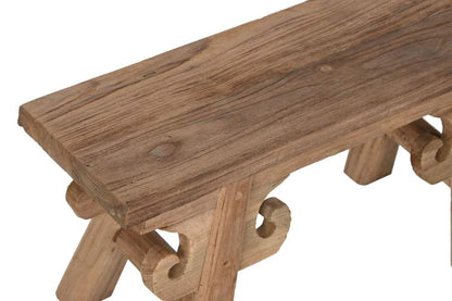 Taburete Teca Reciclada 65X17X32 Tallada Natural