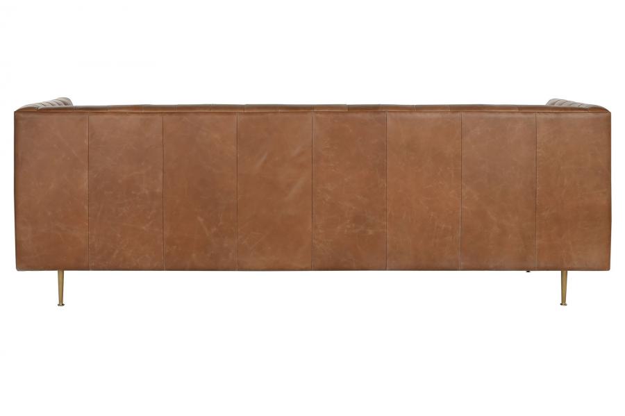 Sofa Piel Acero 209X77X74 Capitone Cognac