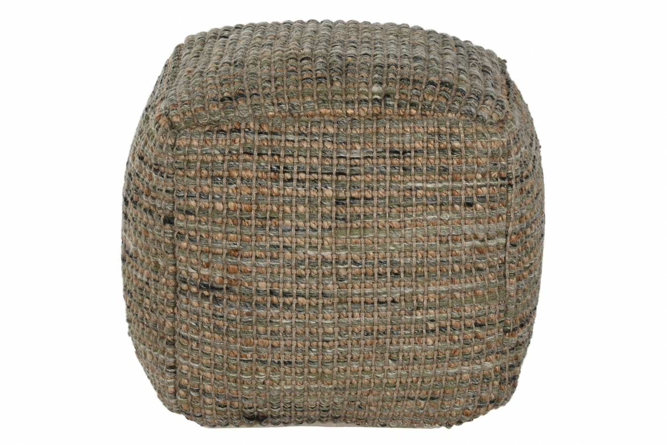 Reposapies Yute Lana 45X45X45 Tejido A Mano