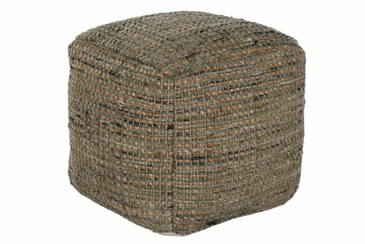 Reposapies Yute Lana 45X45X45 Tejido A Mano