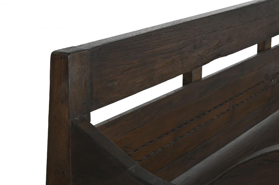 Banco Teca Maciza 196X60X82 Tallado Marron Oscuro