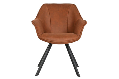 Silla Microfibra Metal 67X64X83 Simil Piel Camel
