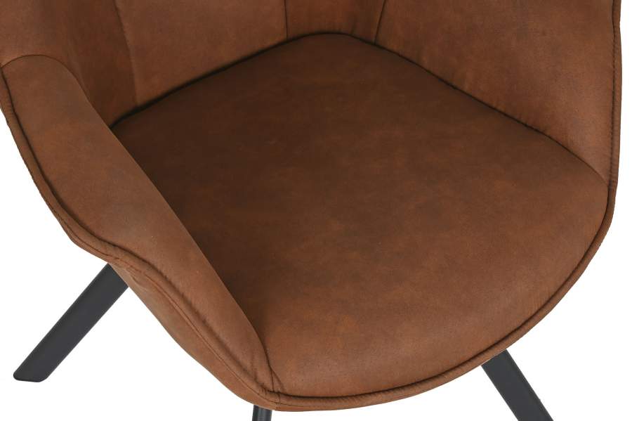 Silla Microfibra Metal 67X64X83 Simil Piel Camel