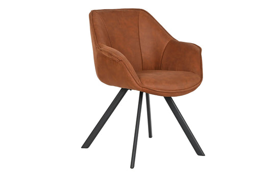 Silla Microfibra Metal 67X64X83 Simil Piel Camel