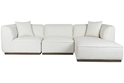 Sofa Madera De Hevea Poliester 279X171X72 Crema