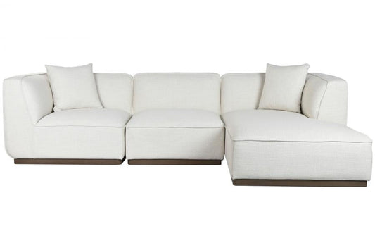 Sofa Madera De Hevea Poliester 279X171X72 Crema