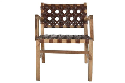 Sillon Teca Piel 56X58X74 Trenzado A Mano Marron