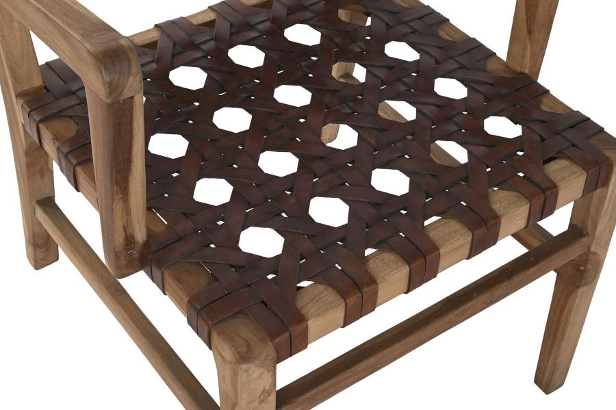 Sillon Teca Piel 56X58X74 Trenzado A Mano Marron
