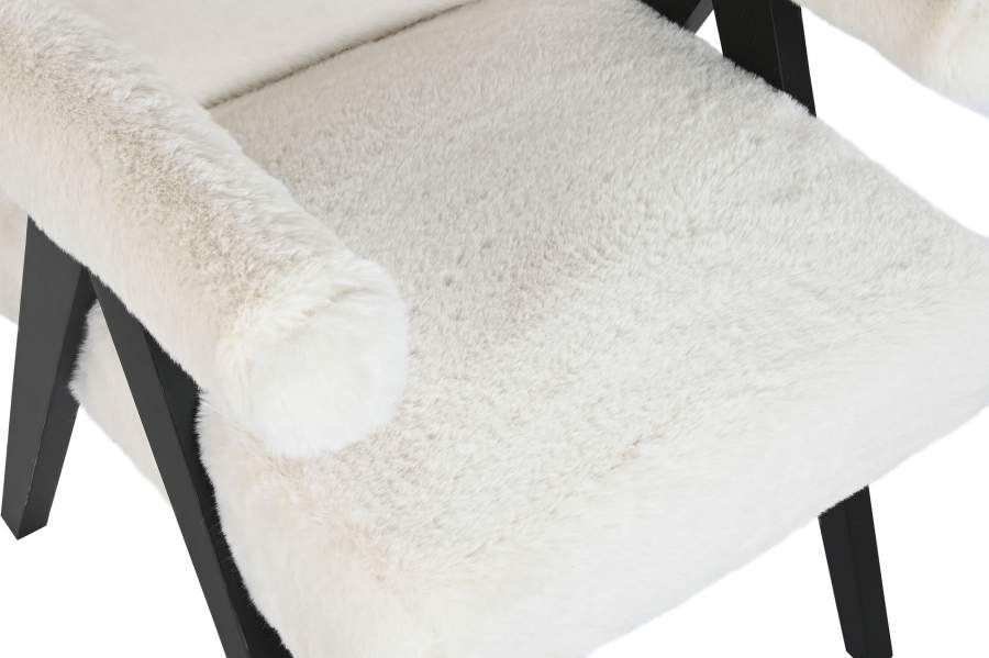 Butaca Madera 54X64X86 Pelo Blanco