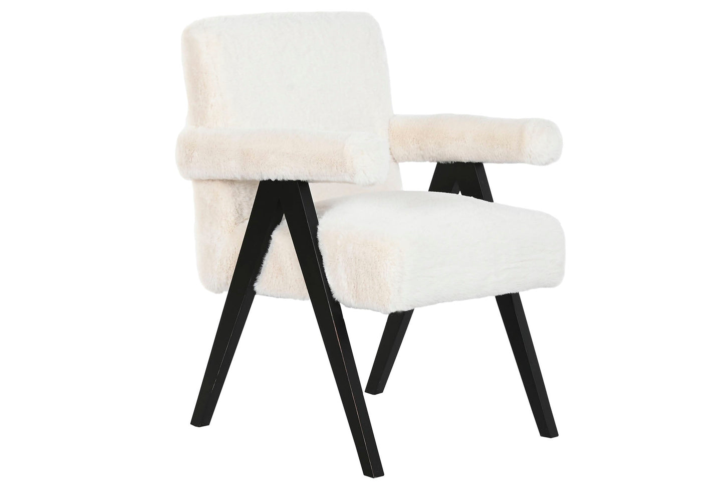 Butaca Madera 54X64X86 Pelo Blanco