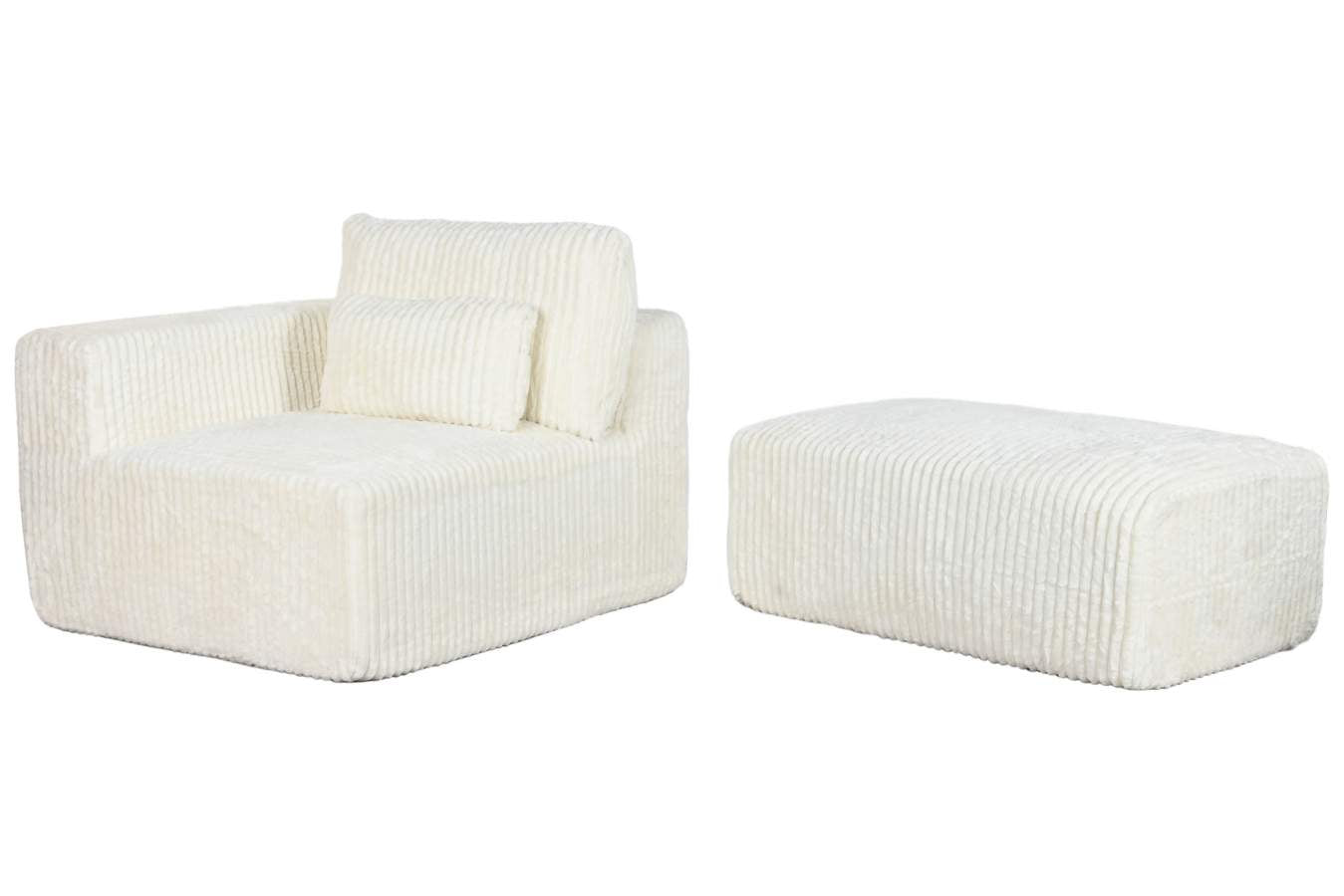 Sofa Poliester Foam 220X158X91 Modular Pana Crema