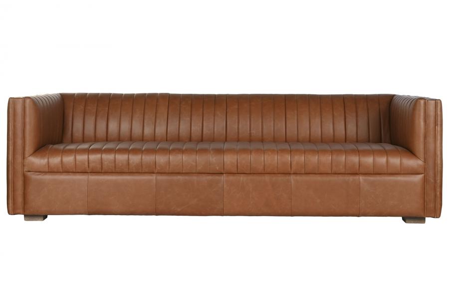 Sofa Piel 246_5X92X73 4 Plazas Cognac