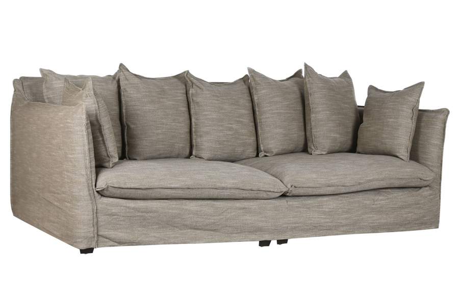 Sofa Lino 260X104X90 Con 7 Cojines Verde