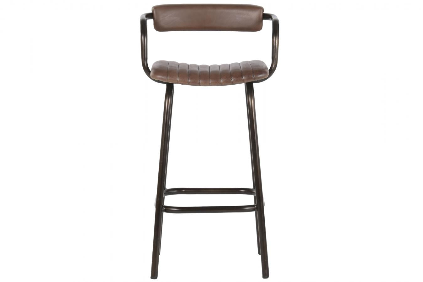 Taburete Piel Hierro 50X50X94 Plegable Marron