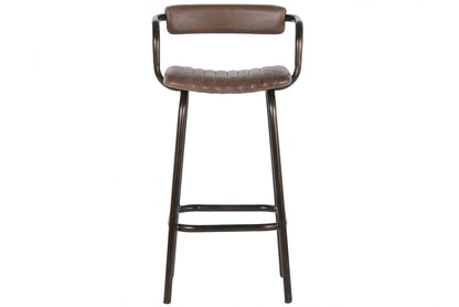 Taburete Piel Hierro 50X50X94 Plegable Marron