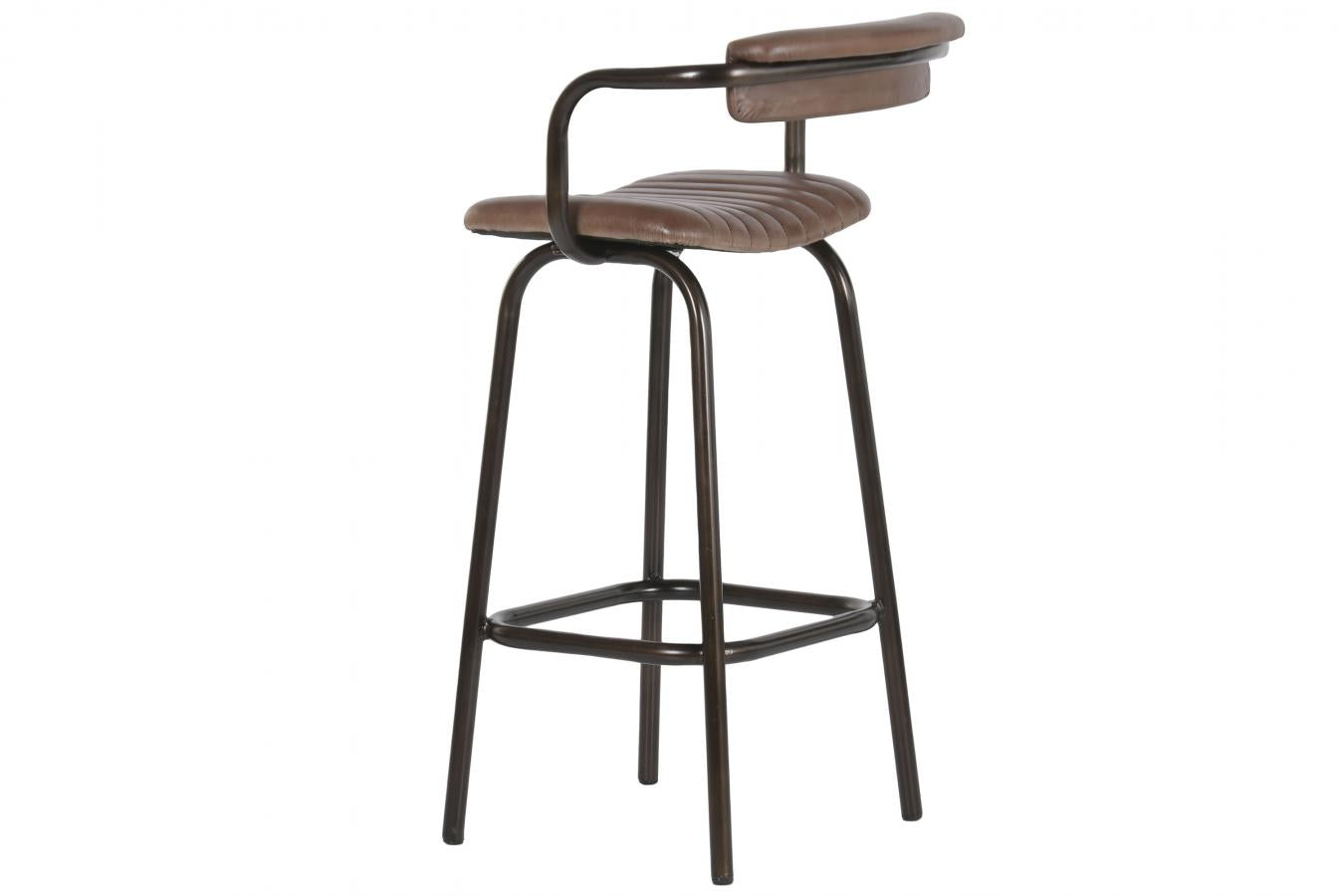 Taburete Piel Hierro 50X50X94 Plegable Marron