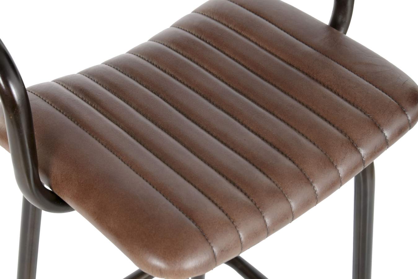 Taburete Piel Hierro 50X50X94 Plegable Marron