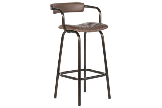 Taburete Piel Hierro 50X50X94 Plegable Marron