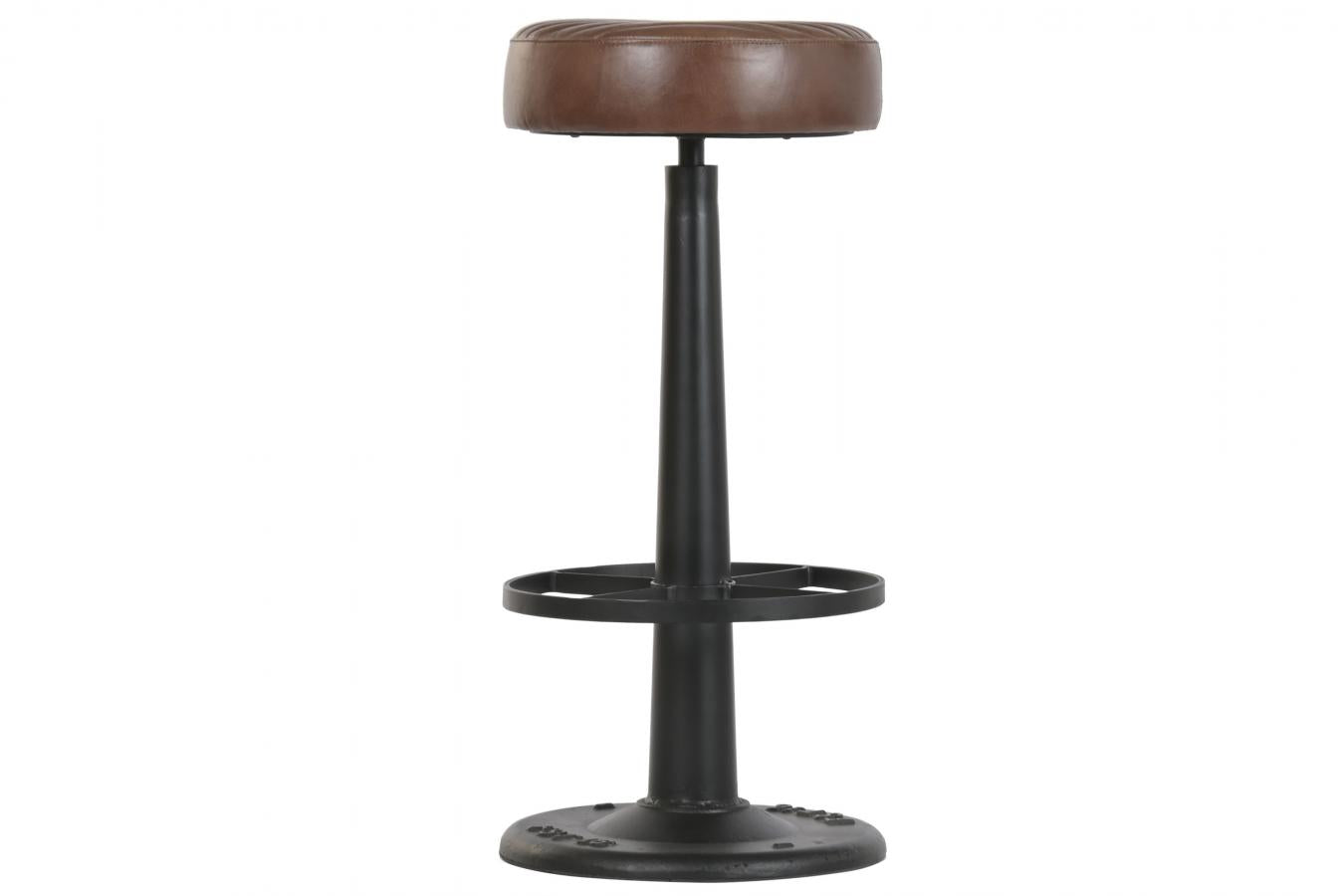Taburete Piel Hierro 36X36X76 Giratorio Negro