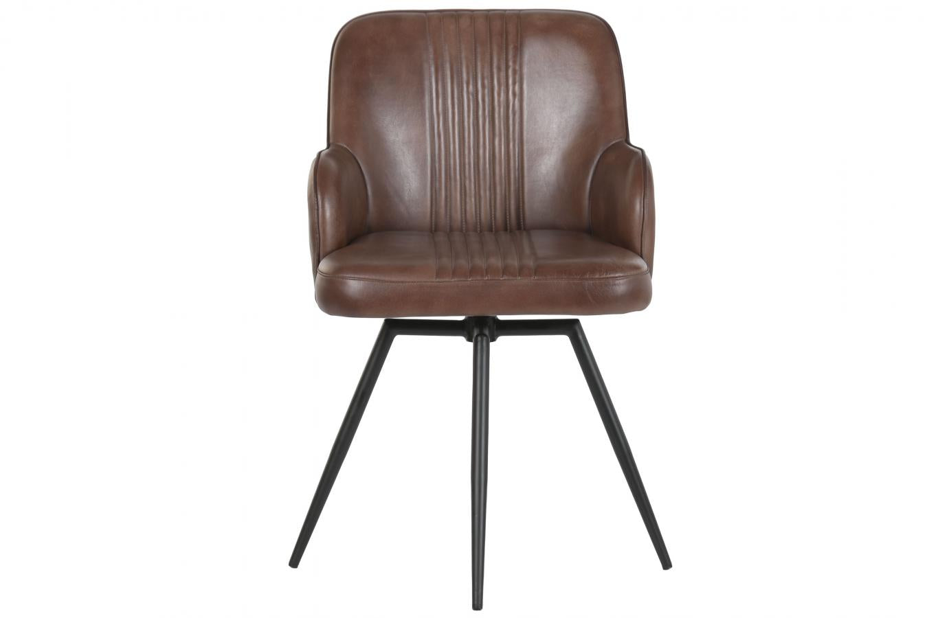 Sillon Piel Hierro 51X60X82 Giratorio Marron