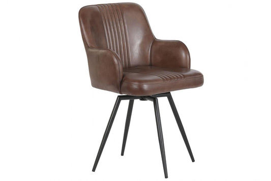 Sillon Piel Hierro 51X60X82 Giratorio Marron