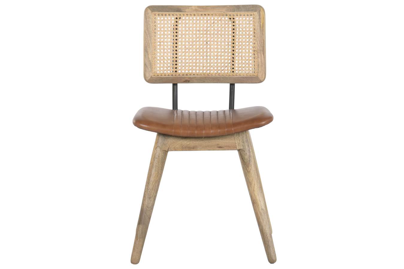 Silla Piel Madera 48X53X83 Piel Marron