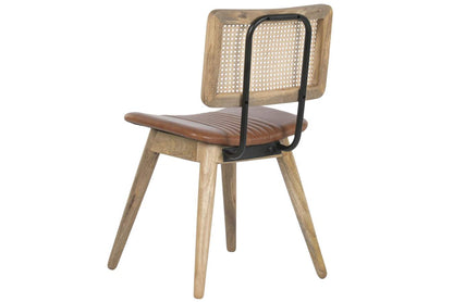Silla Piel Madera 48X53X83 Piel Marron