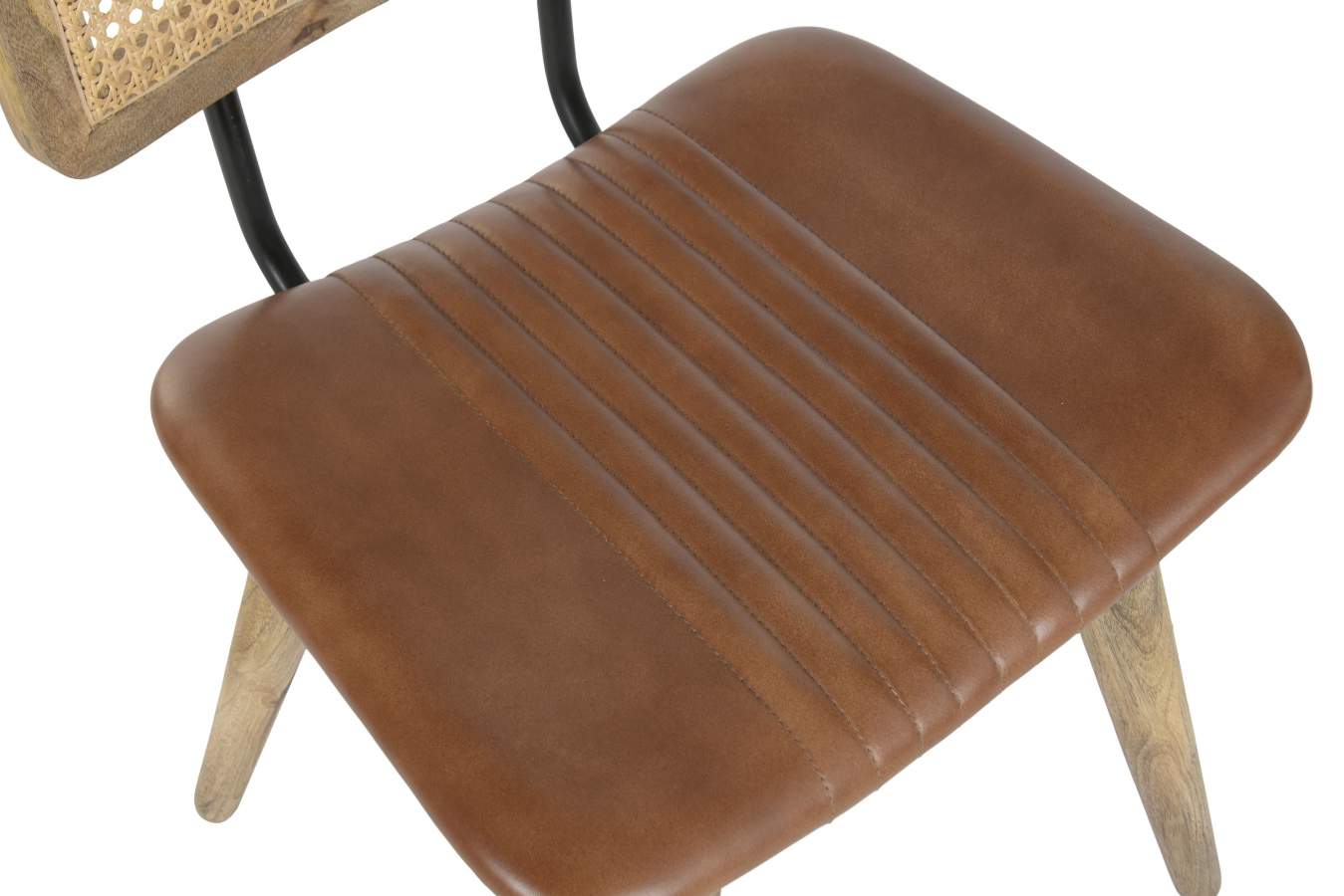 Silla Piel Madera 48X53X83 Piel Marron