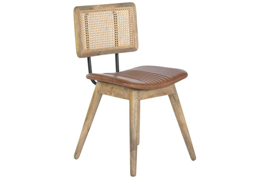 Silla Piel Madera 48X53X83 Piel Marron