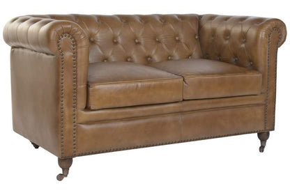 Sofa Piel 148X80X76 2 Plazas Cuero Envejecido