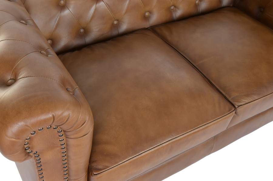 Sofa Piel 148X80X76 2 Plazas Cuero Envejecido