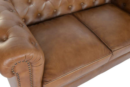 Sofa Piel 148X80X76 2 Plazas Cuero Envejecido
