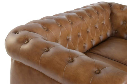 Sofa Piel 148X80X76 2 Plazas Cuero Envejecido