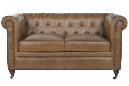 Sofa Piel 148X80X76 2 Plazas Cuero Envejecido