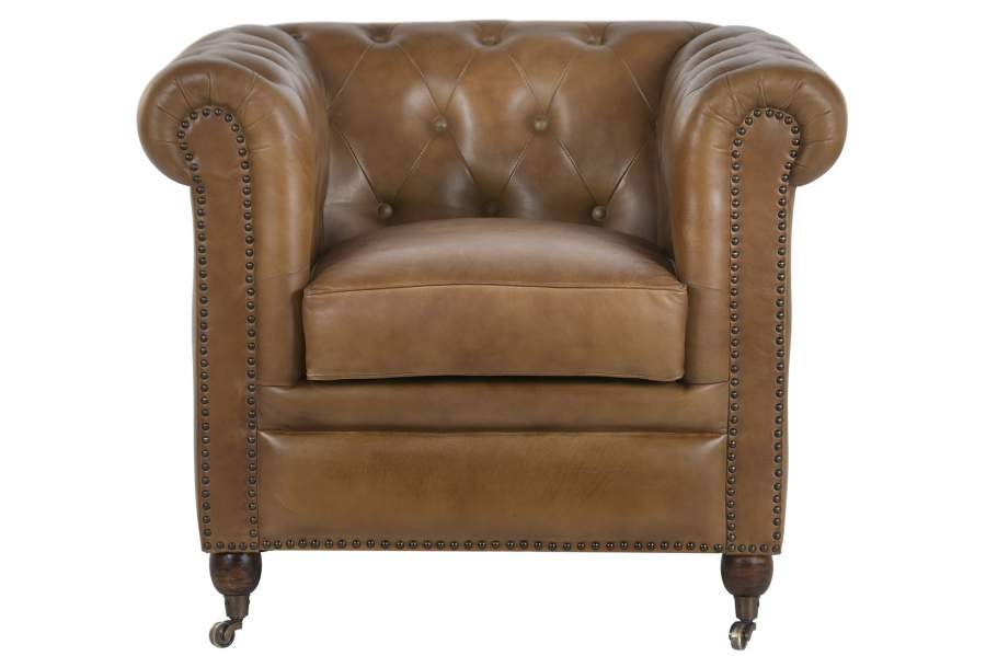 Sillon Piel 90X80X77 Chester Cuero Envejecido