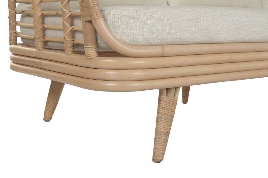 Sofa Ratan Poliester 200X78X76 Natural