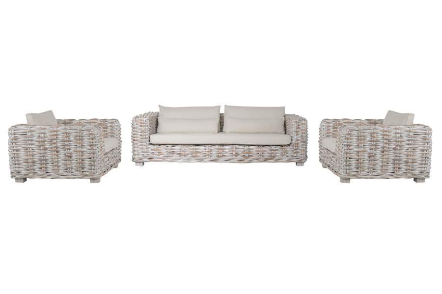 Sofa Set 4 Ratan 220X103X64 Incluye Cojines Decape