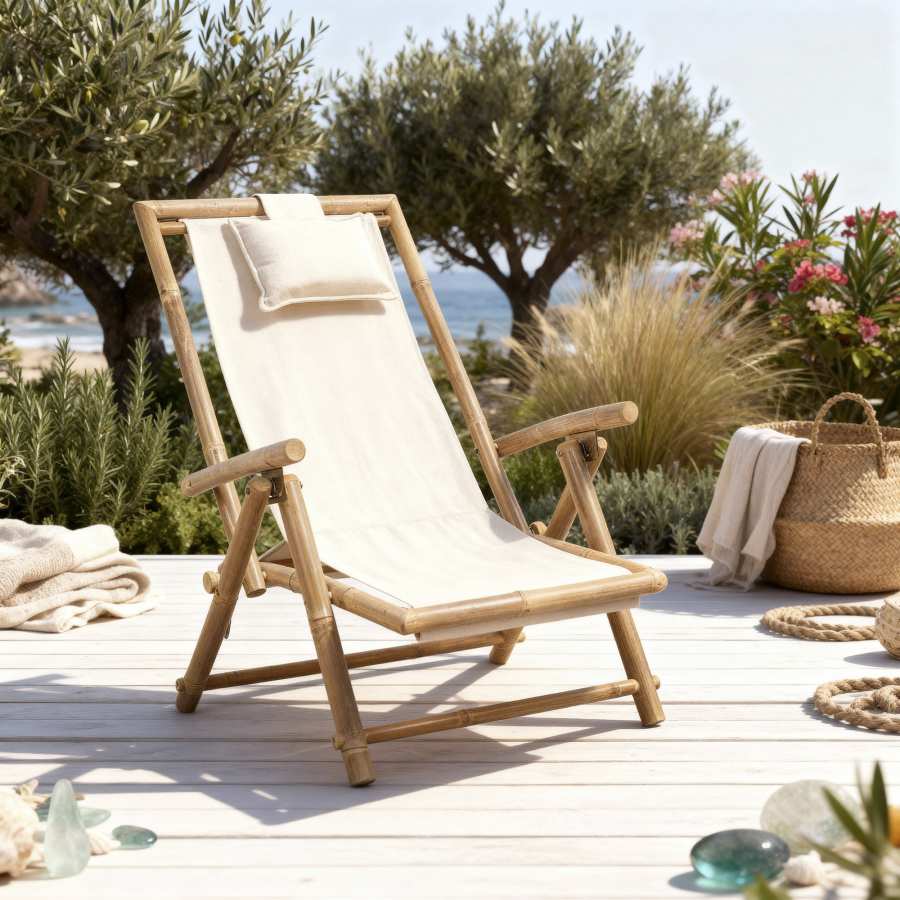 Silla Bambu Poliester 65X80X94 Natural