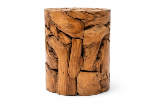 Reposapies Raiz De Teca Reciclada 35X35X40 Natural