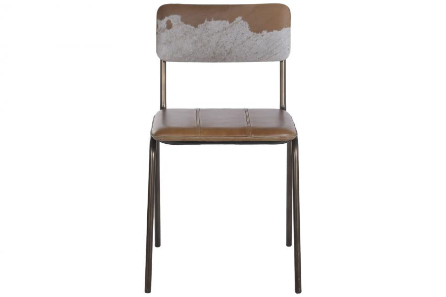 Silla Piel Metal 46X52X78 Marron