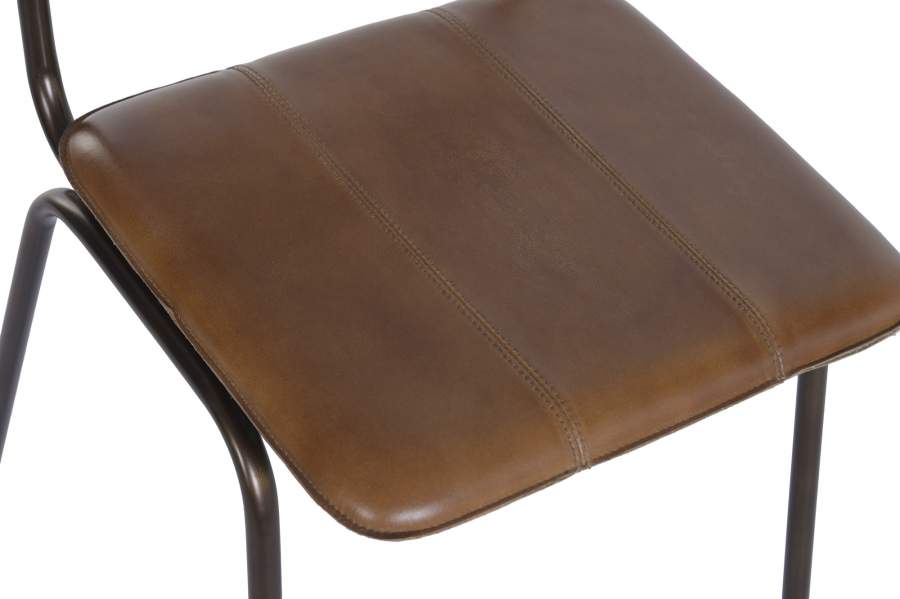 Silla Piel Metal 46X52X78 Marron