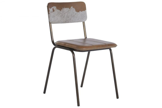 Silla Piel Metal 46X52X78 Marron