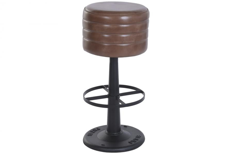Taburete Piel Metal 36X36X78 Marron