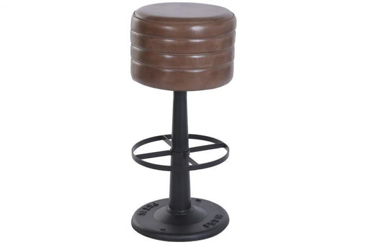 Taburete Piel Metal 36X36X78 Marron